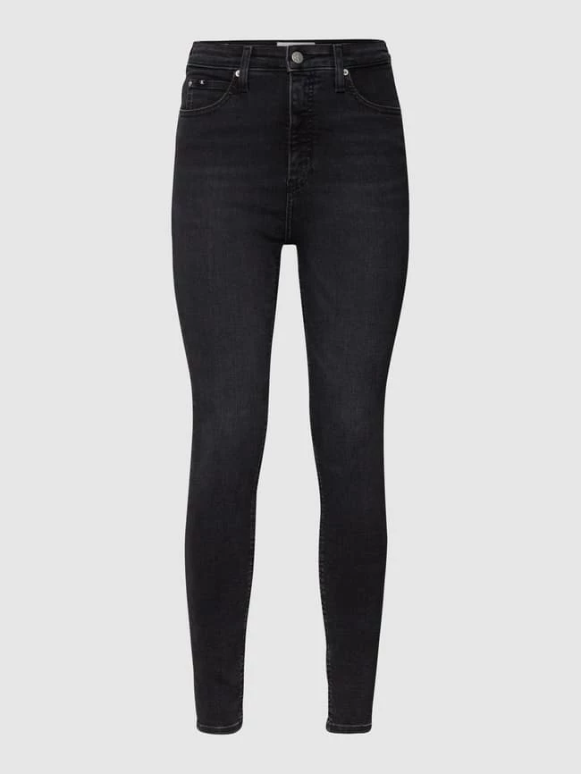 Calvin Klein Jeans Skinny Fit Jeans Mit Label-Patch Aus Leder - Schwarz 2 Calvin Klein Jeans Skinny Fit Jeans Mit Label-Patch Aus Leder - Schwarz – Bild 2