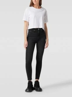 Calvin Klein Jeans Skinny Fit Jeans Mit Label-Patch Aus Leder - Schwarz