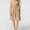 Marc Cain Tailliertes Midikleid Mit Umlegekragen - Taupe