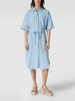 Gant Hemdblusenkleid Aus Leinen Mit Taillengürtel - Bleu