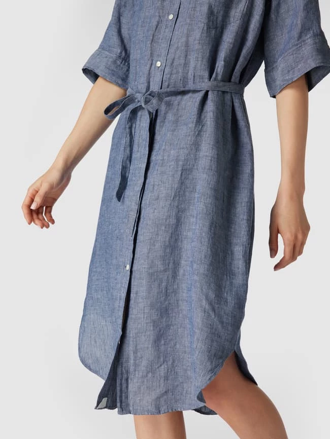 Gant Hemdblusenkleid Aus Leinen Mit Taillengürtel - Marineblau 3 Gant Hemdblusenkleid Aus Leinen Mit Taillengürtel - Marineblau – Bild 3