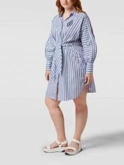 Lauren Ralph Lauren Curve Knielanges PLUS SIZE Hemdblusenkleid Mit Brand-Stitching - Blau
