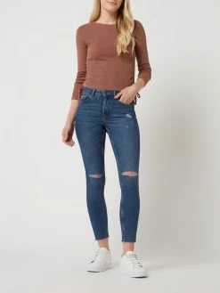 Pieces Cropped Skinny Fit Jeans Aus Viskosemischung - Dunkelblau