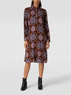 Milano Italy Blusenkleid Mit Allover-Muster Modell 'Mandala Flower HBK Dress' - Schokobraun