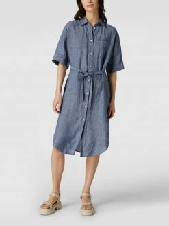 Gant Hemdblusenkleid Aus Leinen Mit Taillengürtel - Marineblau