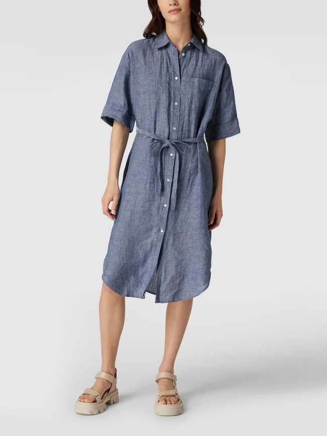 Gant Hemdblusenkleid Aus Leinen Mit Taillengürtel - Marineblau 1 Gant Hemdblusenkleid Aus Leinen Mit Taillengürtel - Marineblau