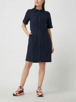 Redraft Blusenkleid Aus Leinen-Viskose-Mix - Marineblau