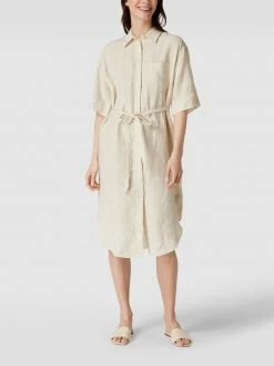 Gant Hemdblusenkleid Aus Leinen Mit Taillengürtel - Beige