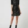 DKNY Blusenkleid In Leder-Optik - Schwarz